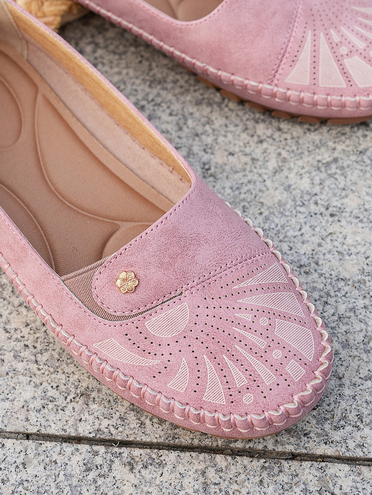 Liora Floral Cutout Comfort Flats – Women's Slip-On Walking Shoes