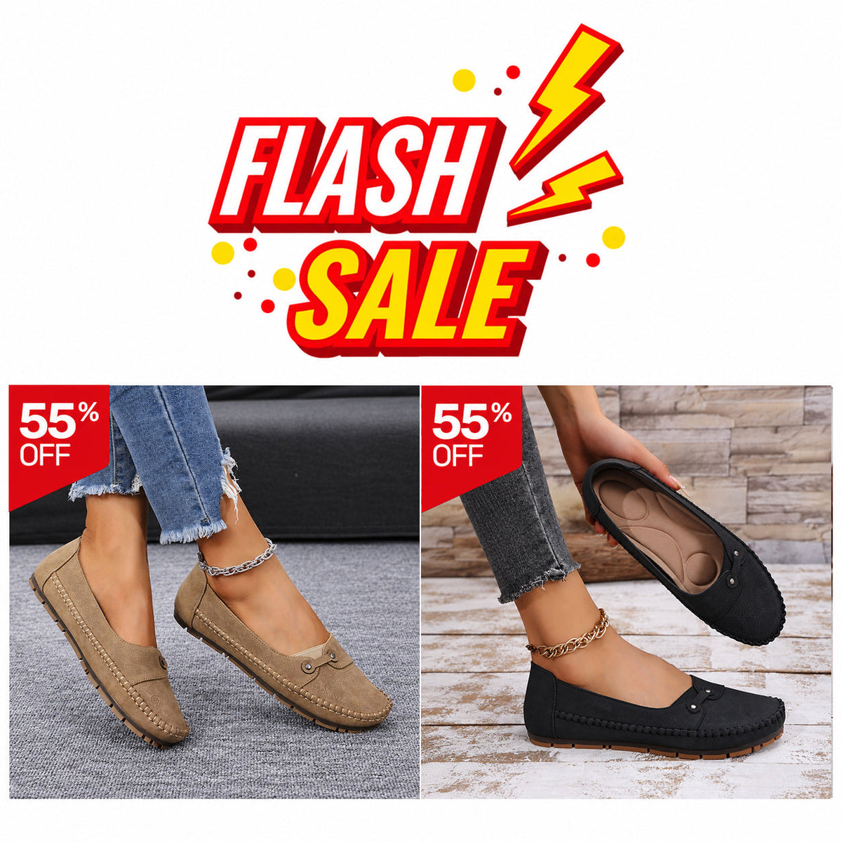 Women’s Vintage Comfort Slip-On Flats – Lightweight & Flexible