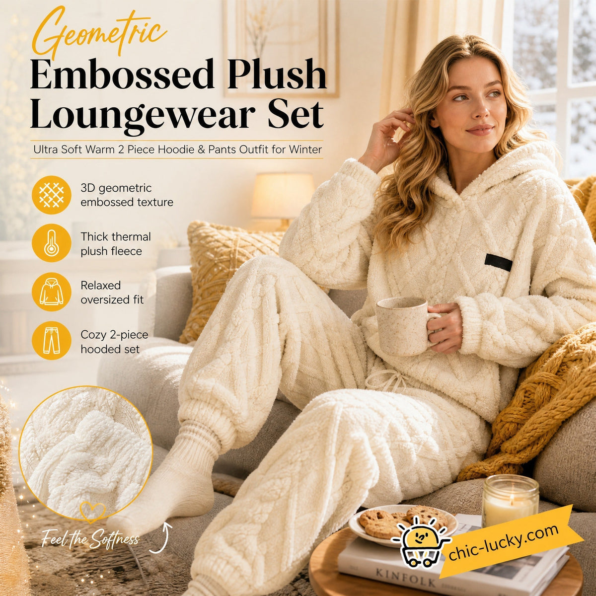 💖Black Friday Mega Deal – 50% off!💖Embossed Geometric Plush Set – Timeless Comfort & Effortless Style For Every Occasion