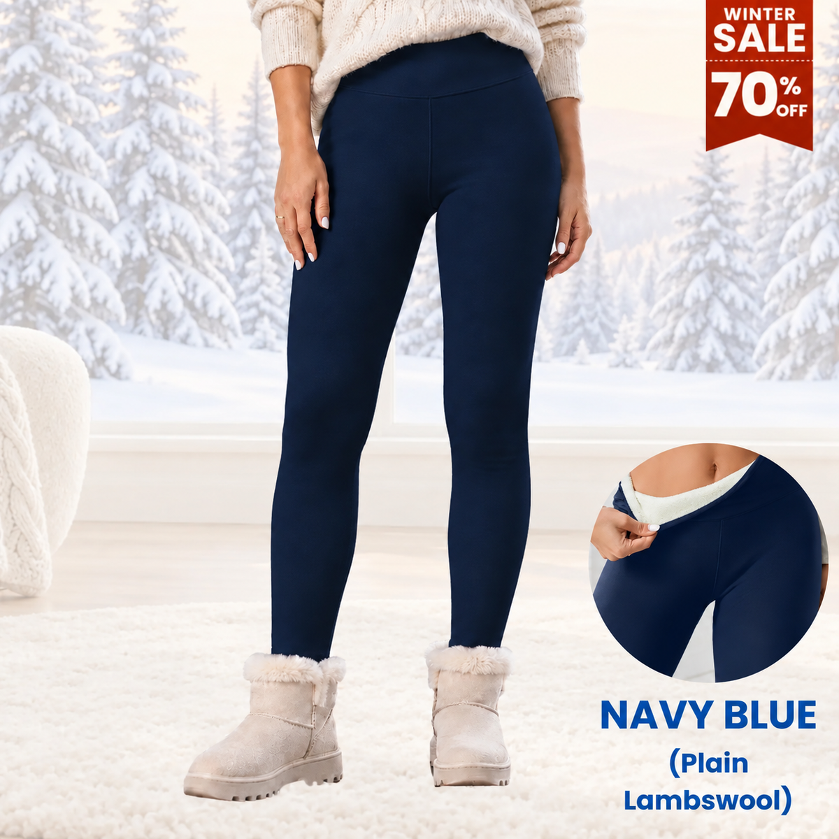 Thermal High-Waisted Lambswool Fleece Lining Cozy Comfort Leggings