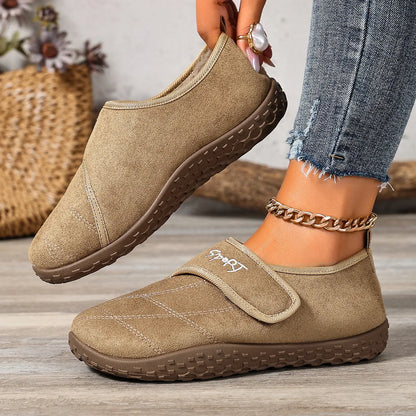 Women's Winter Mules – Warm Plush-Lined Shoes with Adjustable Hook-and-Loop Straps