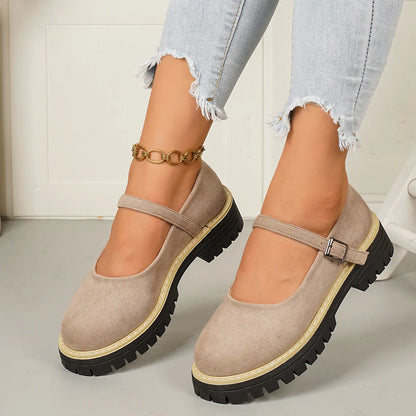Women's Mary Jane Shoes – Vintage Platform Flats with Single Strap