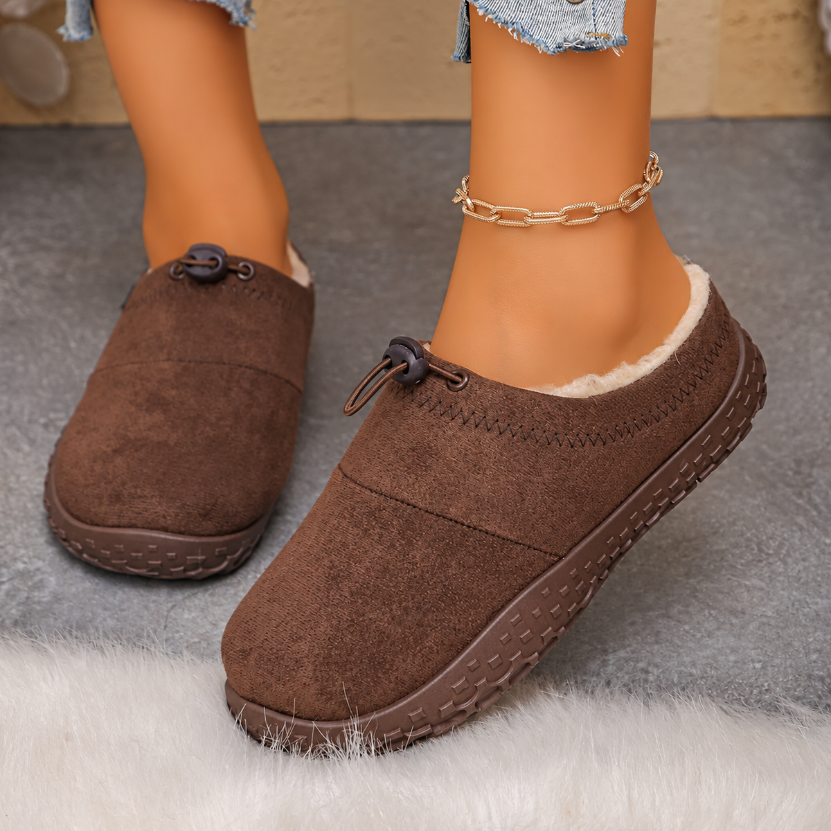 TopSpire® - Women’s Warm Plush-Lined Mules – Comfortable Non-Slip Shoes for Fall & Winter