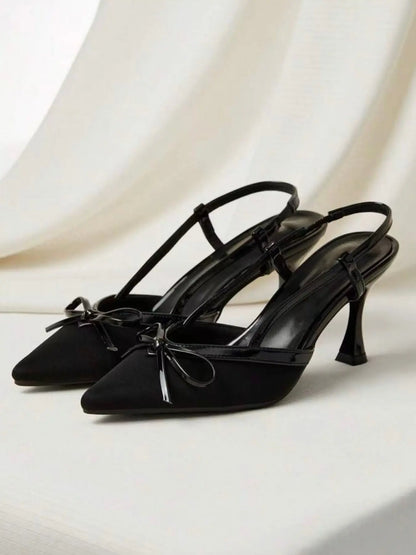 Women's Rubber Sandals – Pointed Toe, Stiletto Heel, Bow