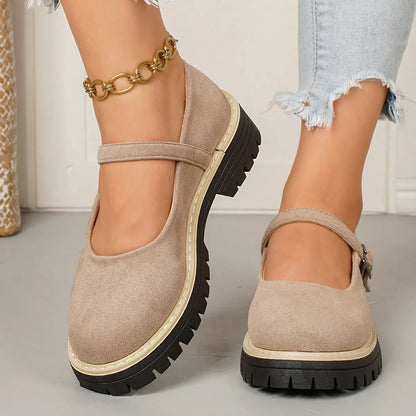 Women's Mary Jane Shoes – Vintage Platform Flats with Single Strap