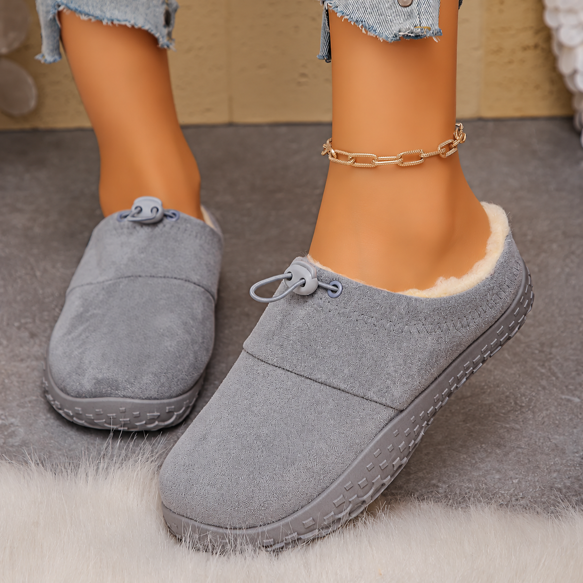 TopSpire® - Women’s Warm Plush-Lined Mules – Comfortable Non-Slip Shoes for Fall & Winter