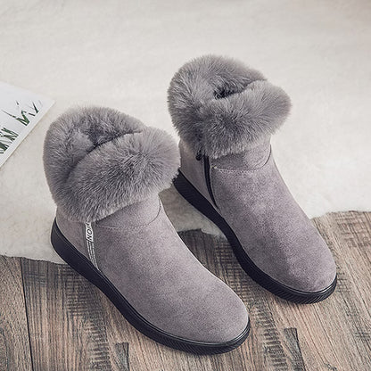LAST DAY 50% OFF-Women's Comfy Suede Fur Collar Winter Warm Non-Slip Waterproof Snow Boots