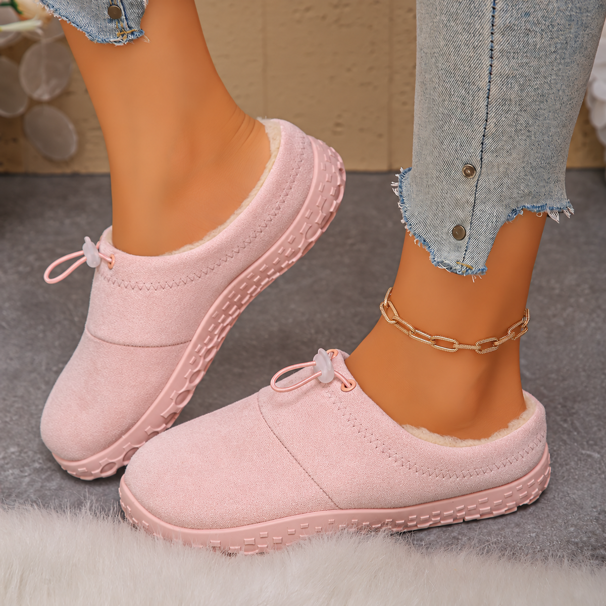 TopSpire® - Women’s Warm Plush-Lined Mules – Comfortable Non-Slip Shoes for Fall & Winter