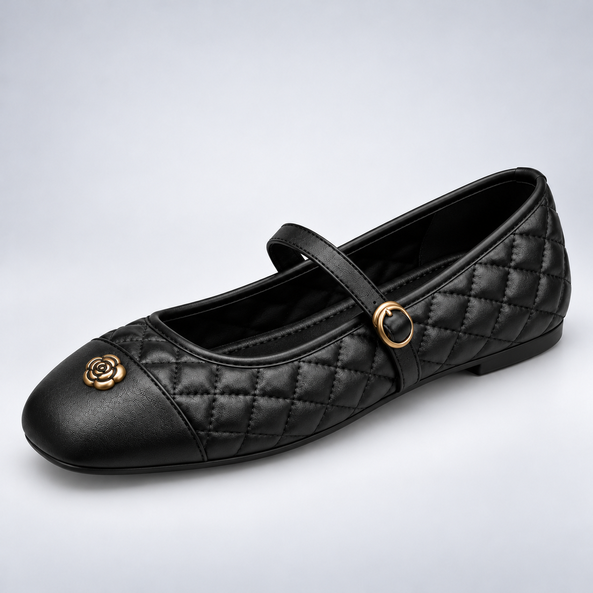 Camellia Quilted Mary Jane Flats