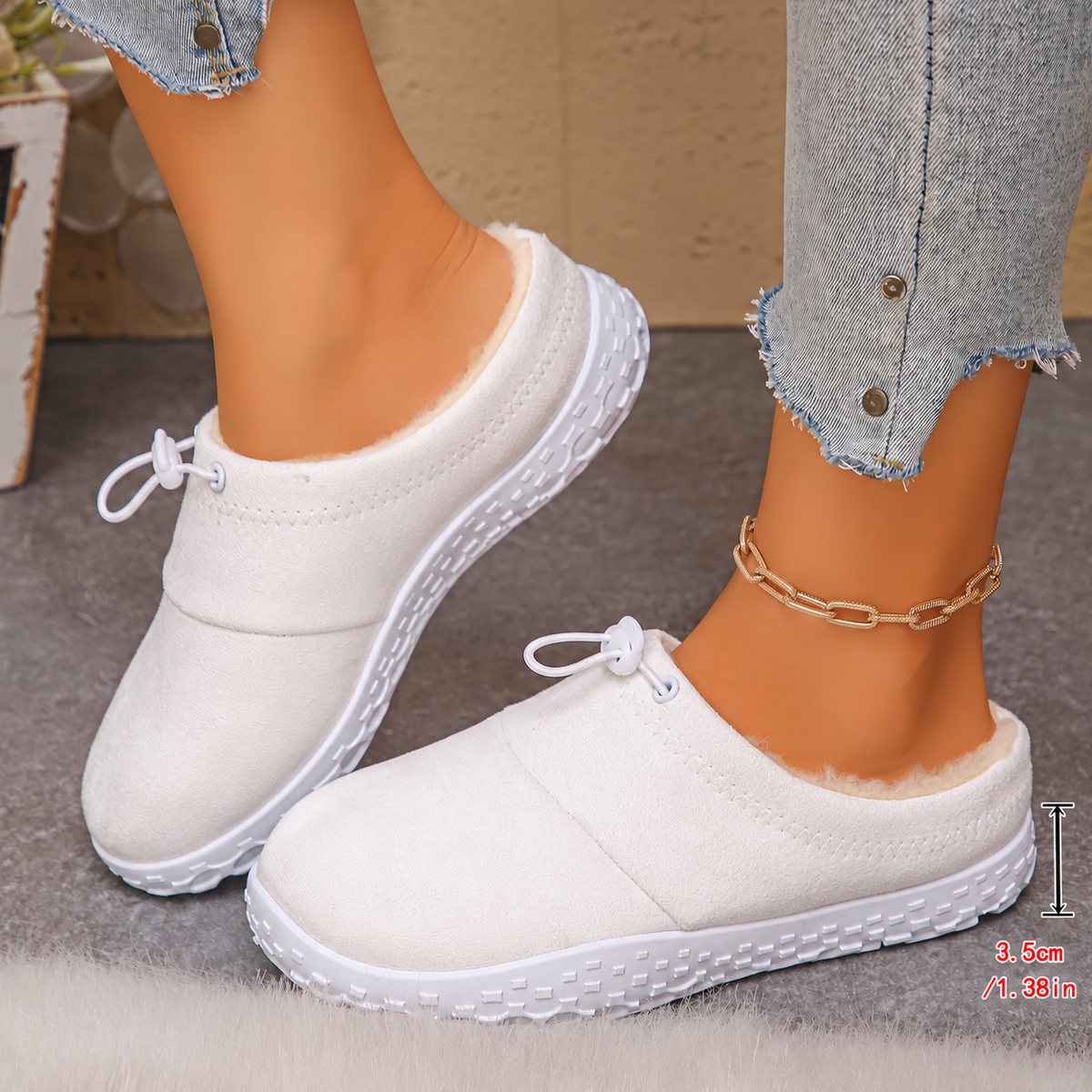 TopSpire® - Women’s Warm Plush-Lined Mules – Comfortable Non-Slip Shoes for Fall & Winter