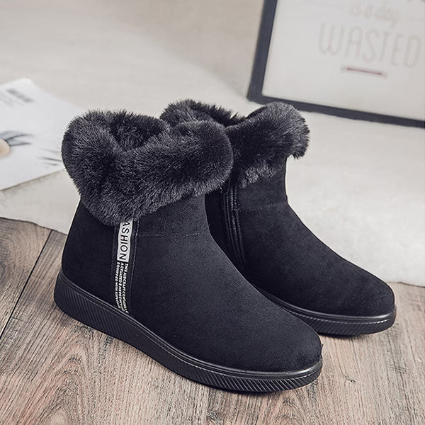 LAST DAY 50% OFF-Women's Comfy Suede Fur Collar Winter Warm Non-Slip Waterproof Snow Boots