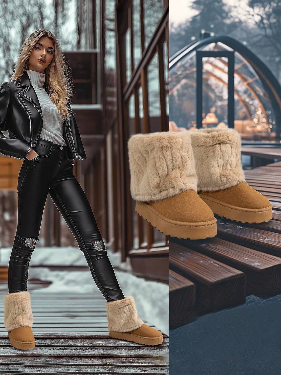 Women’s Cozy Faux Fur Platform Snow Boots