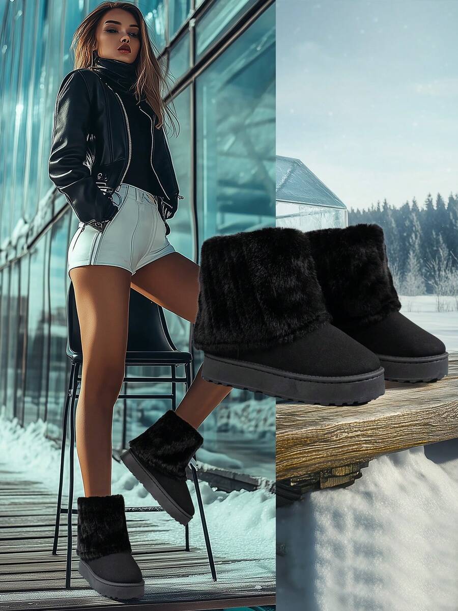 Women’s Cozy Faux Fur Platform Snow Boots
