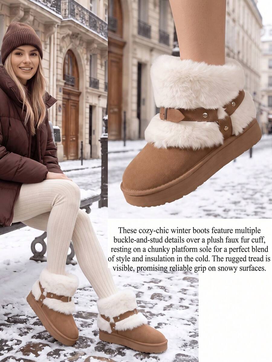 Women’s Cozy Faux Fur Platform Snow Boots