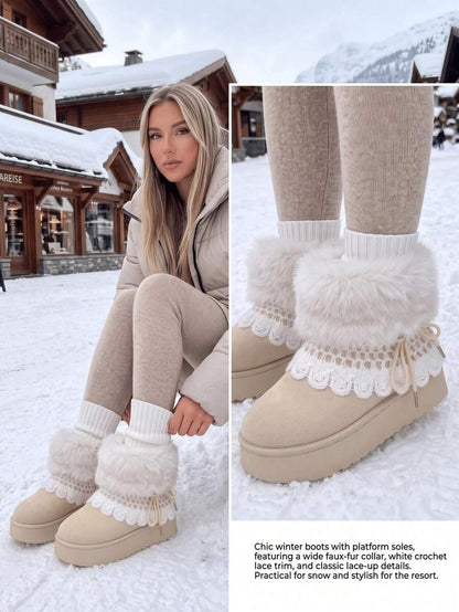 Women’s Cozy Faux Fur Platform Snow Boots