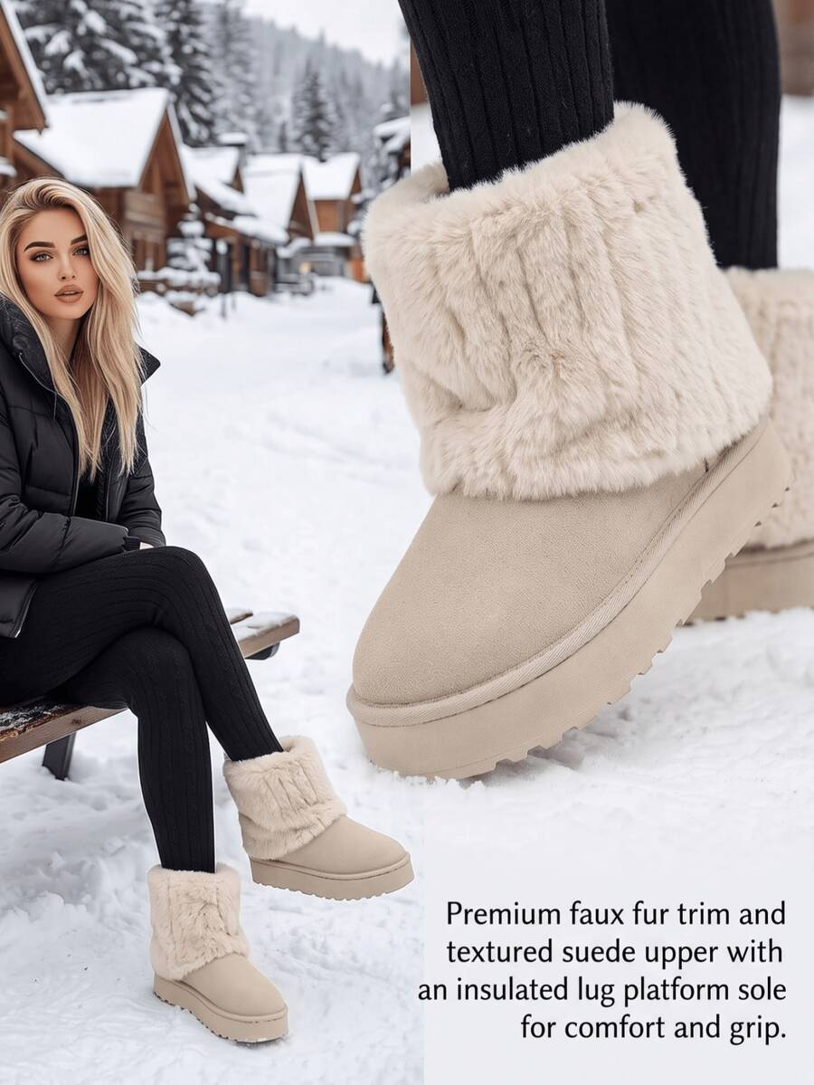 Women’s Cozy Faux Fur Platform Snow Boots