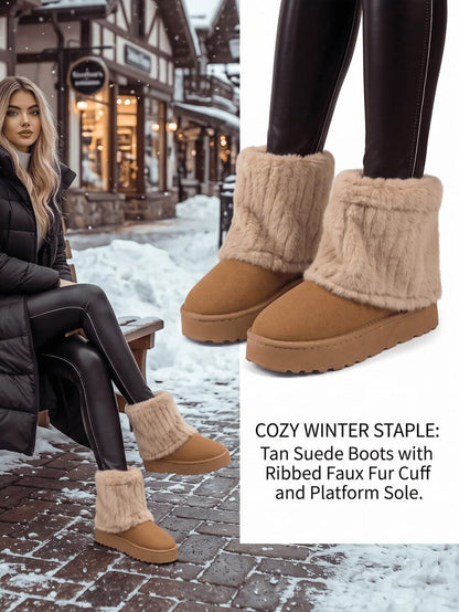 Women’s Cozy Faux Fur Platform Snow Boots