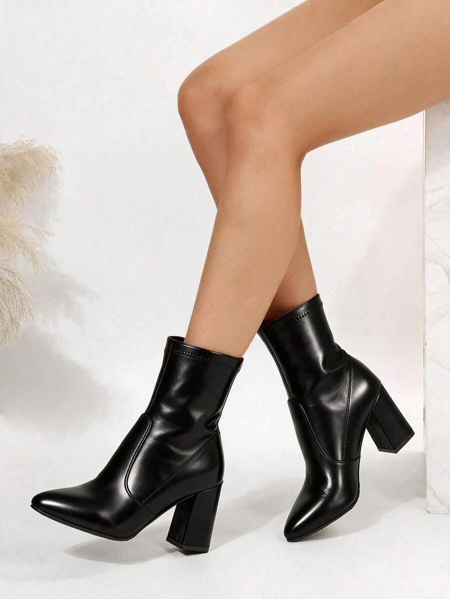 Women’s Slouchy Buckle Mid-Calf Boots – Chunky Heel Fall Boots