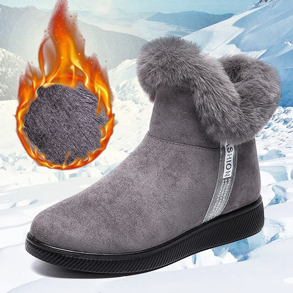 LAST DAY 50% OFF-Women's Comfy Suede Fur Collar Winter Warm Non-Slip Waterproof Snow Boots