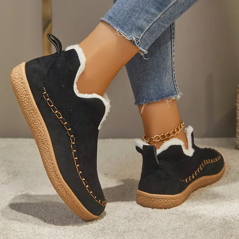 🔥LAST DAY 60% OFF🔥 Women's Cozy Fleece-Lined Slip-On Ankle Boots