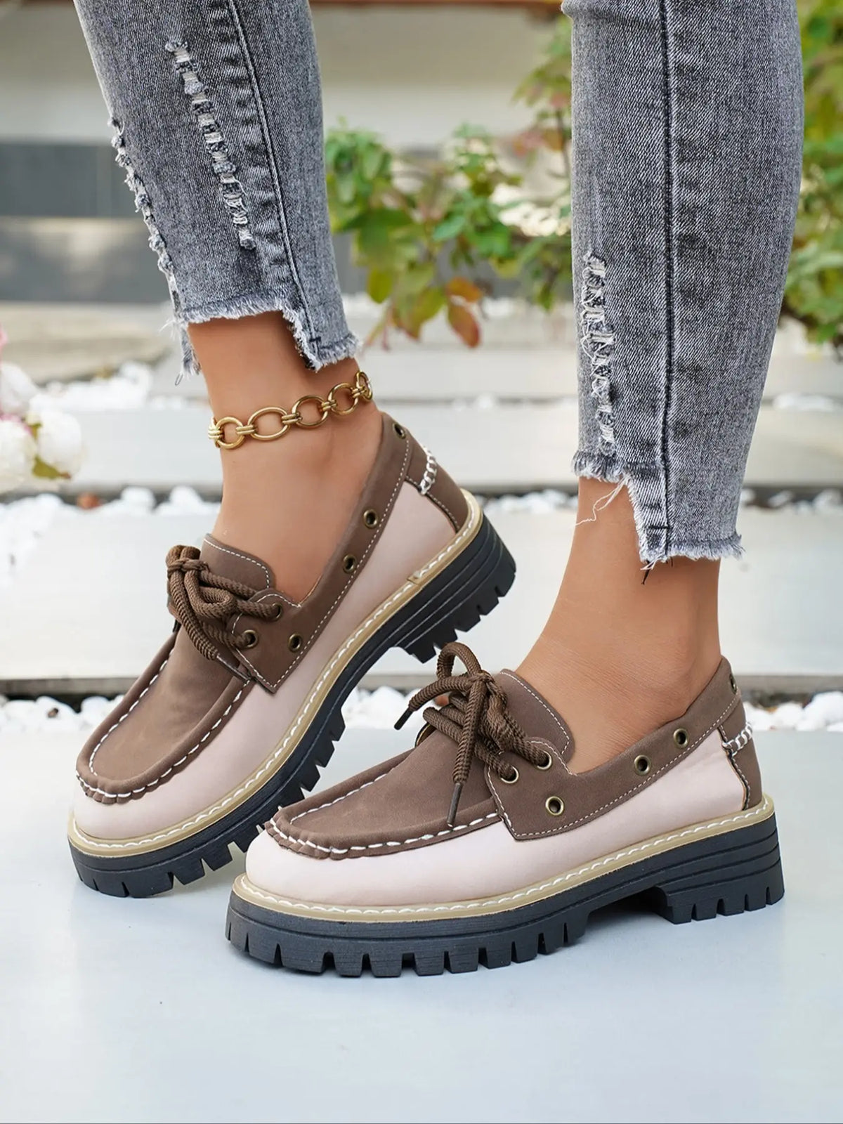 Women's Loafers – Round Toe, Platform, Chunky Sole