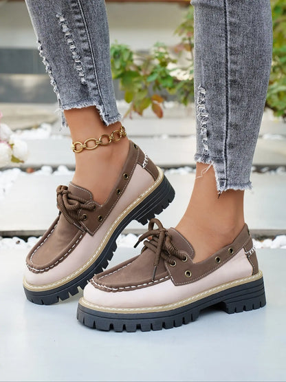 Women's Loafers – Round Toe, Platform, Chunky Sole
