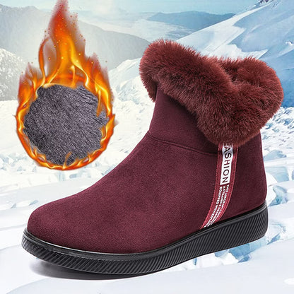 LAST DAY 50% OFF-Women's Comfy Suede Fur Collar Winter Warm Non-Slip Waterproof Snow Boots