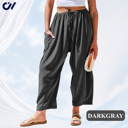 Women’s Relaxed Linen-Blend Wide-Leg Pants