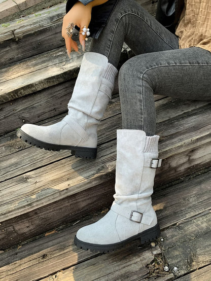 Women's Vintage Print Warm Waterproof Leather Boots