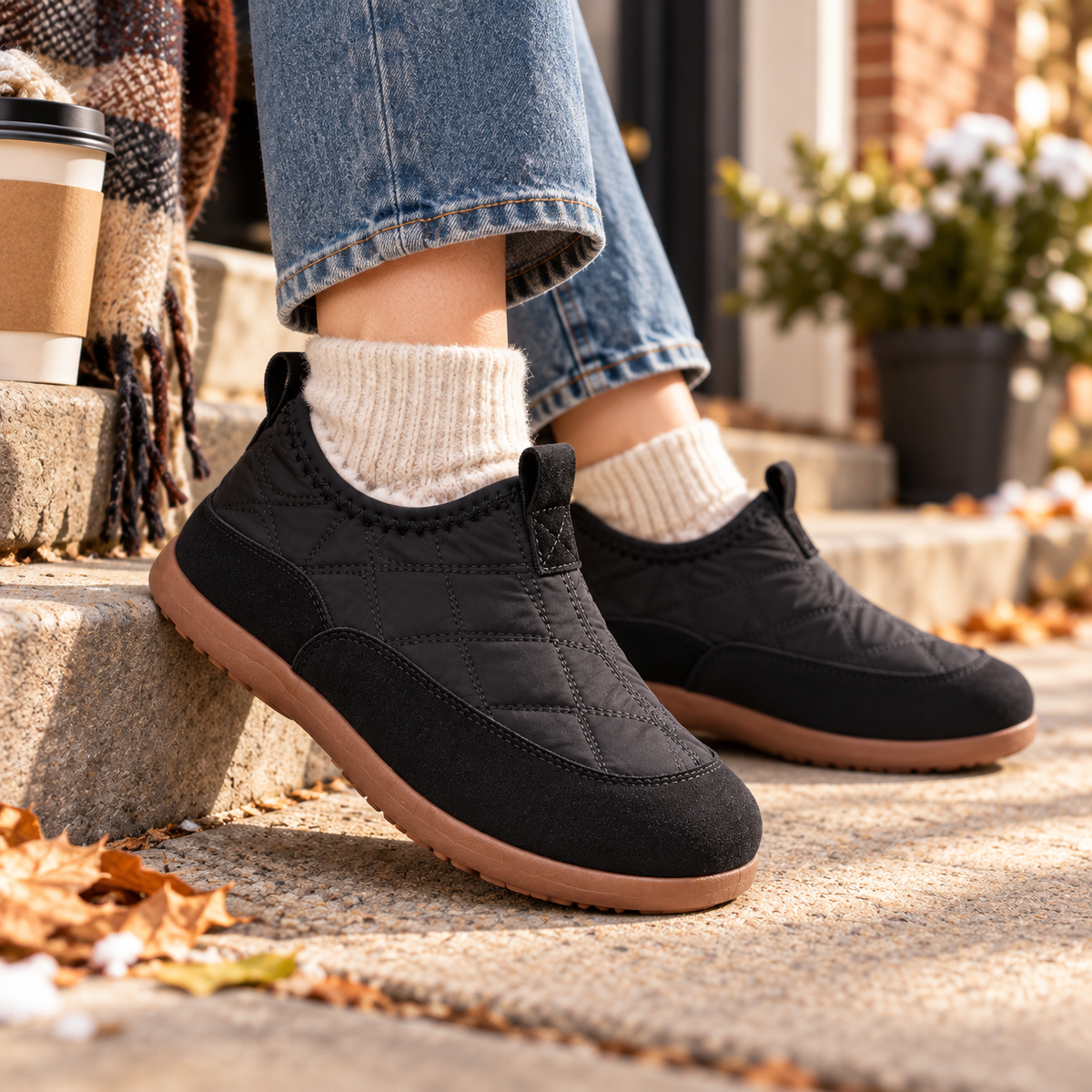Comfortable Fleece-Lined Slip-On Shoes