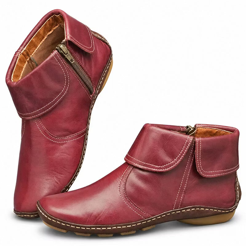💝Last Day 50% OFF⭐Women's Chic Orthopedic Leather Ankle Boots | Arch Support, Side Zip & Lightweight Comfort