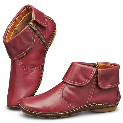 💝Last Day 50% OFF⭐Women's Chic Orthopedic Leather Ankle Boots | Arch Support, Side Zip & Lightweight Comfort