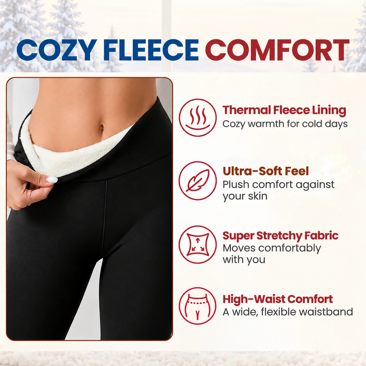 Thermal High-Waisted Lambswool Fleece Lining Cozy Comfort Leggings