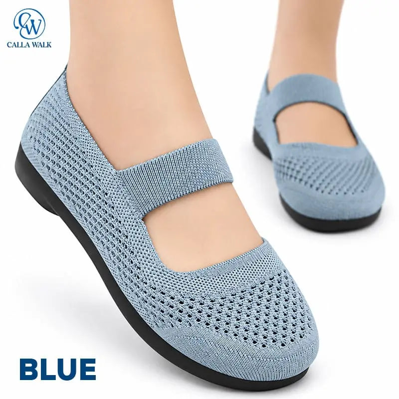 CallaWalk - Breathable Knit Mary Jane Flats – Easy Slip-On Comfort Shoes for Women