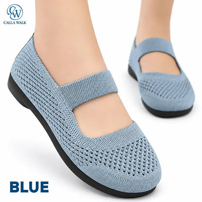CallaWalk - Breathable Knit Mary Jane Flats – Easy Slip-On Comfort Shoes for Women