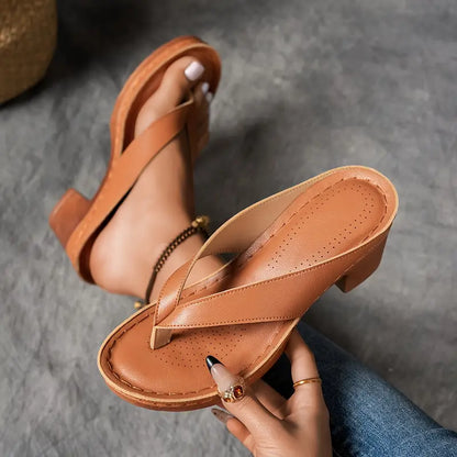 🔥Best Seller-Last Day Sale 60% OFF🔥Women'S Solid Color Summer Chunky Heel Sandals ( Free Shipping )