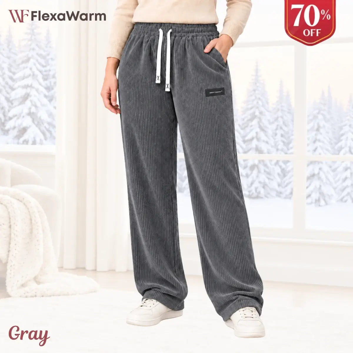 FlexaWarm - Cozy Stretch High-Waisted Corduroy Pants for Seniors