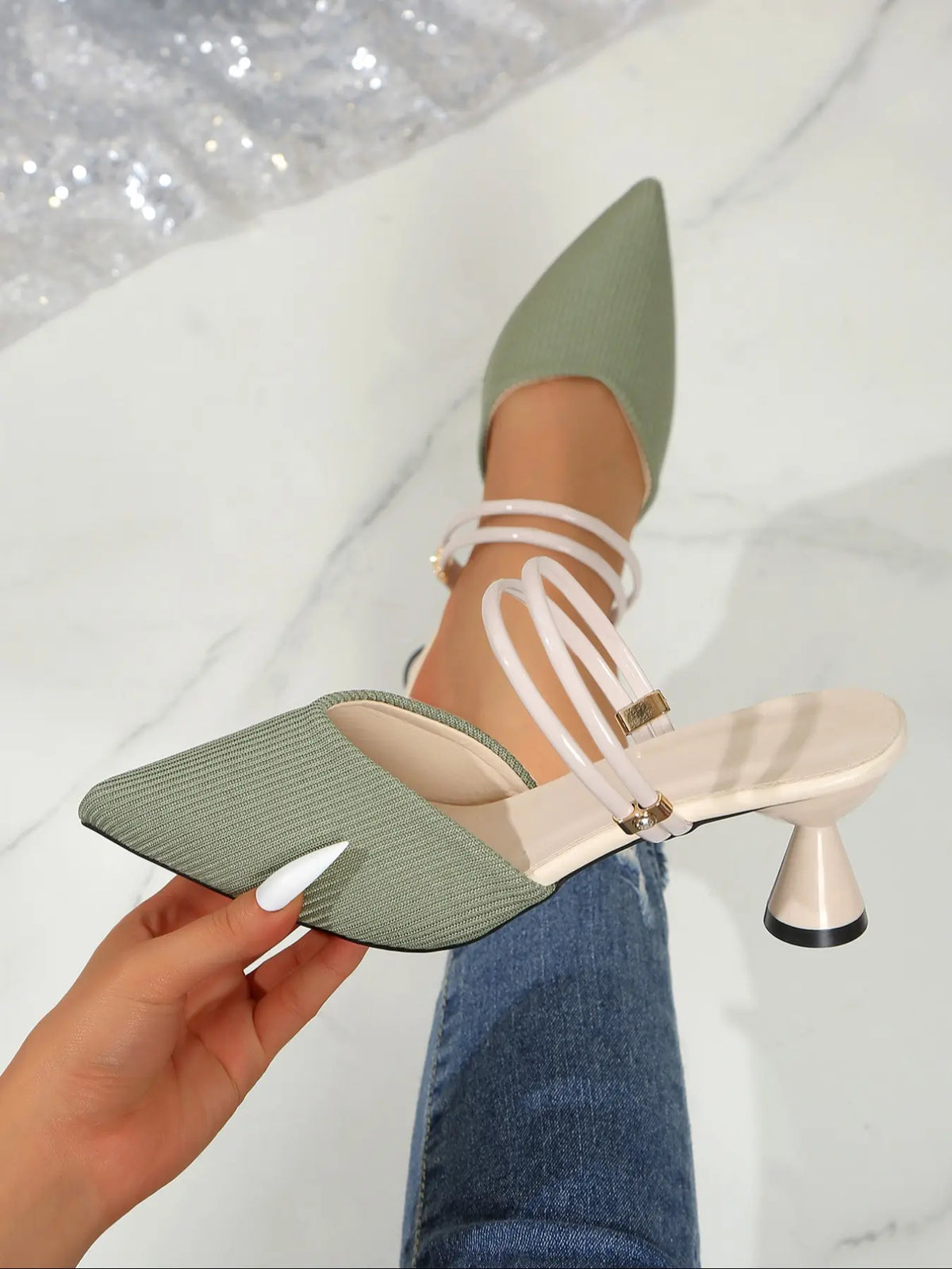 Women's Rubber Sandals – Pointed Toe, High Heel