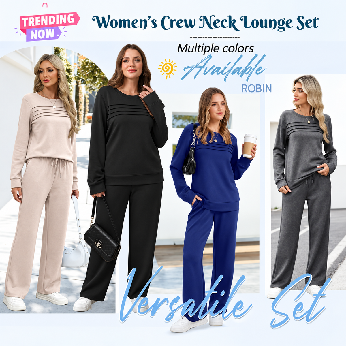 🔥LAST DAY SALE 70% OFF👍✨Women's 2026 US Casual Crew Neck Top & Drawstring Pants Set