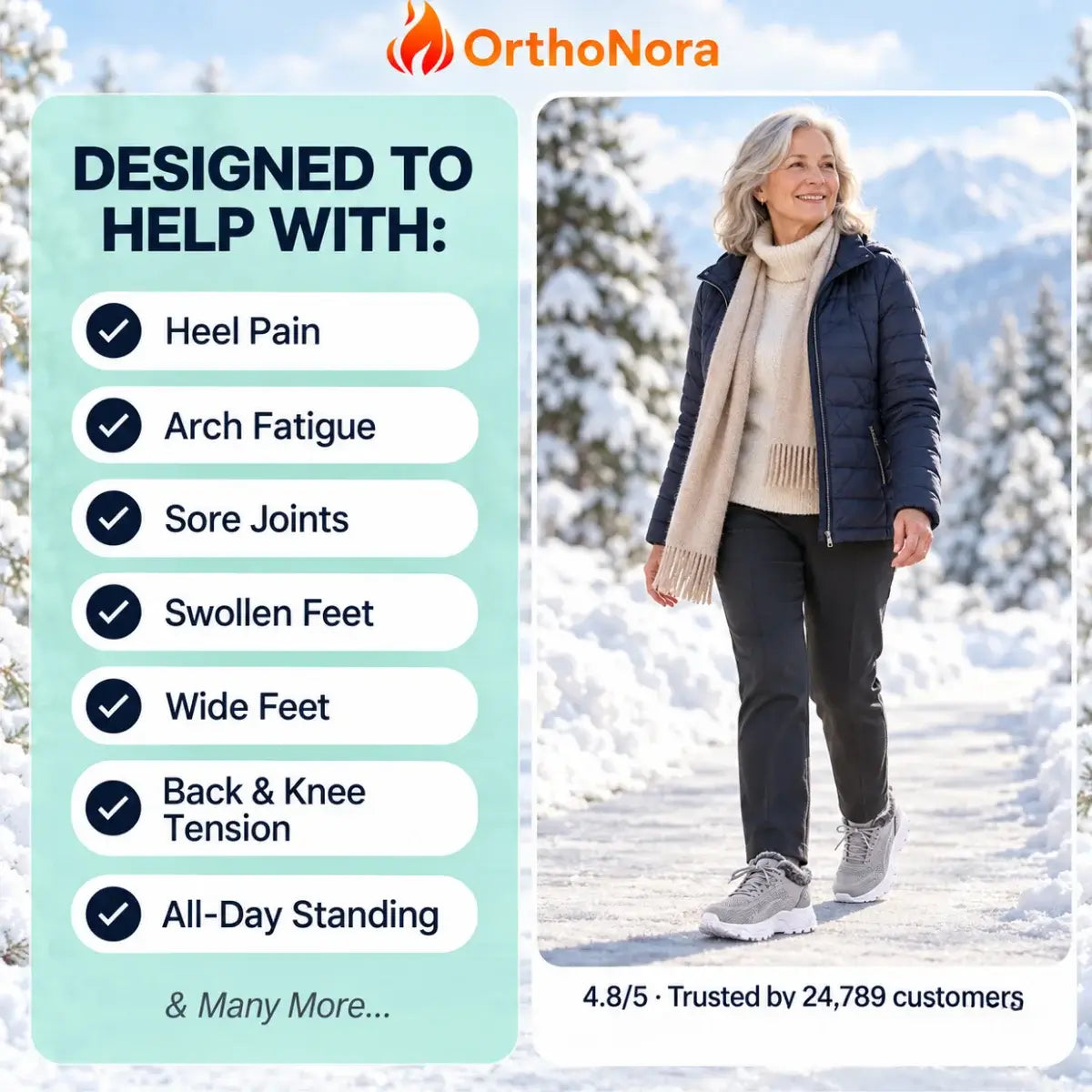 OrthoNora - Cozy Hands-Free Slip-On Orthopedic Fleece-Lined Winter Shoes