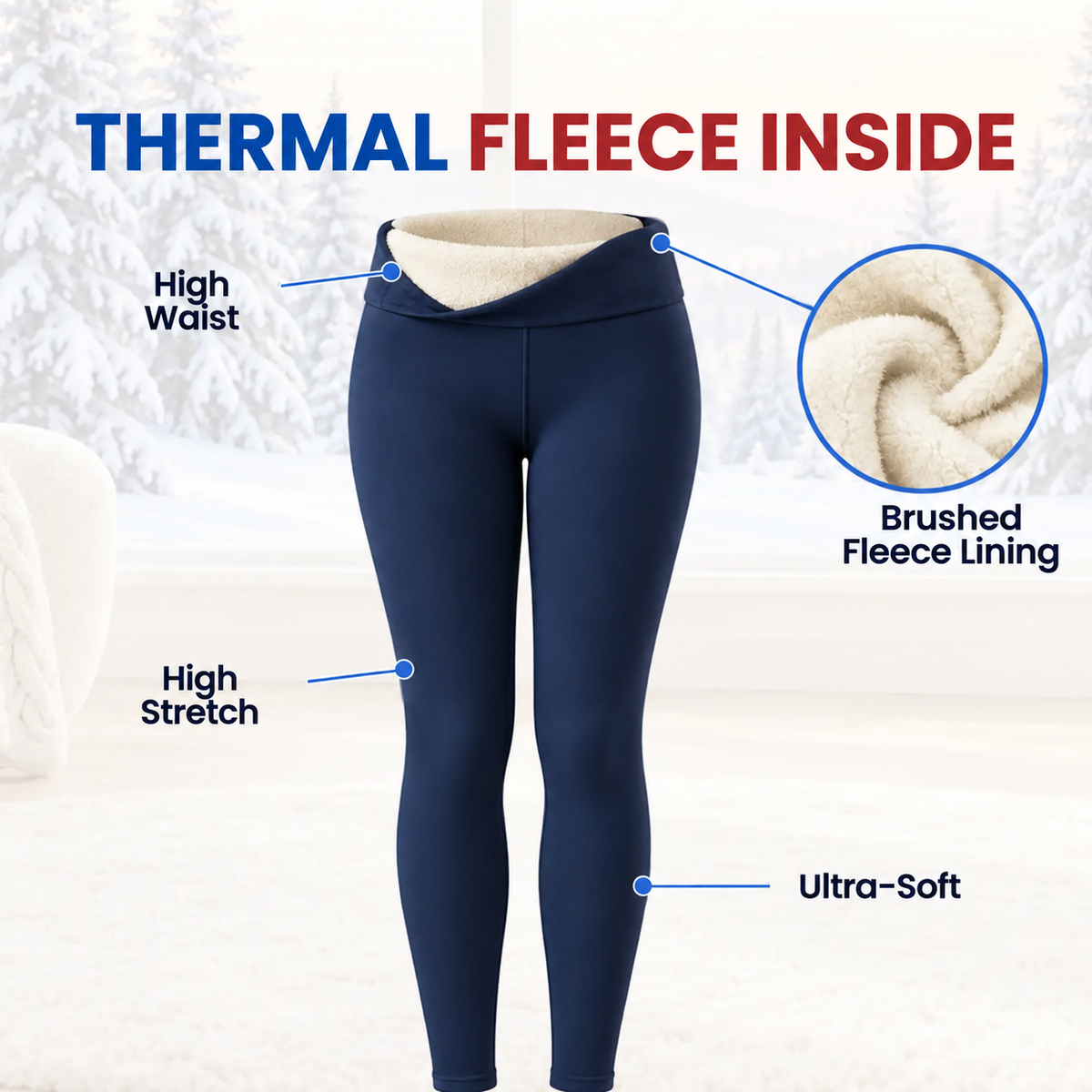 Thermal High-Waisted Lambswool Fleece Lining Cozy Comfort Leggings