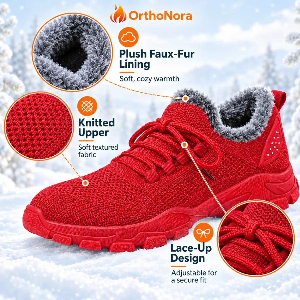 OrthoNora - Cozy Hands-Free Slip-On Orthopedic Fleece-Lined Winter Shoes