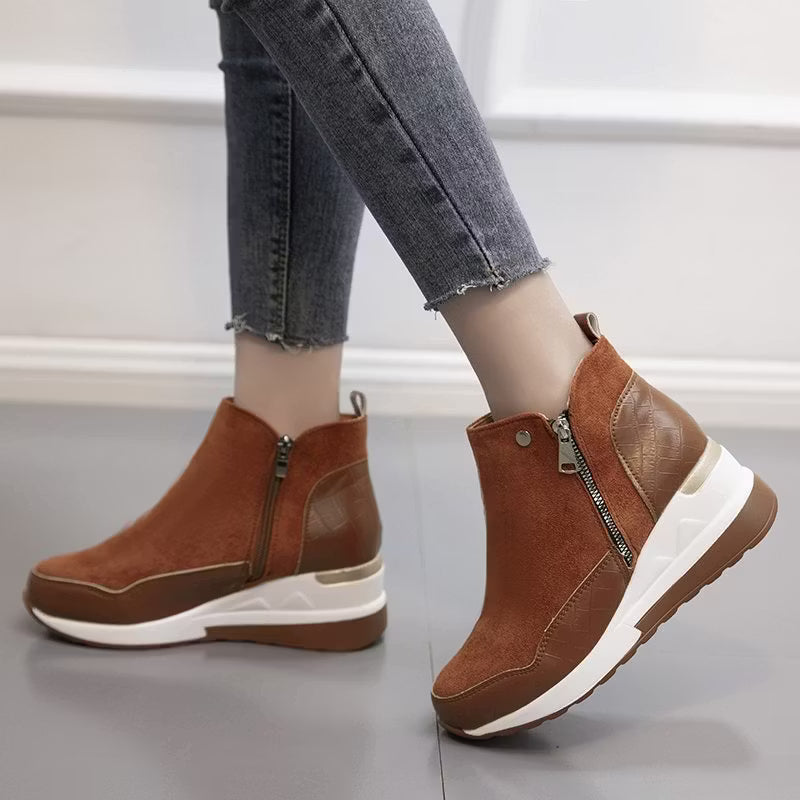 Women's Wedge Suede Zipper Ankle Boots