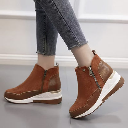 Women's Wedge Suede Zipper Ankle Boots