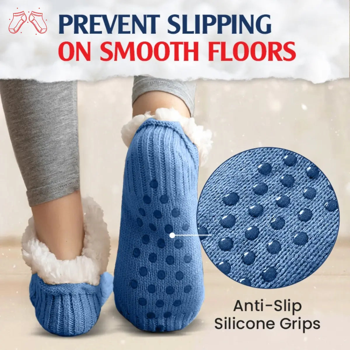 CozySox - Fleece-Lined Non-Slip Thermal Slippers Socks