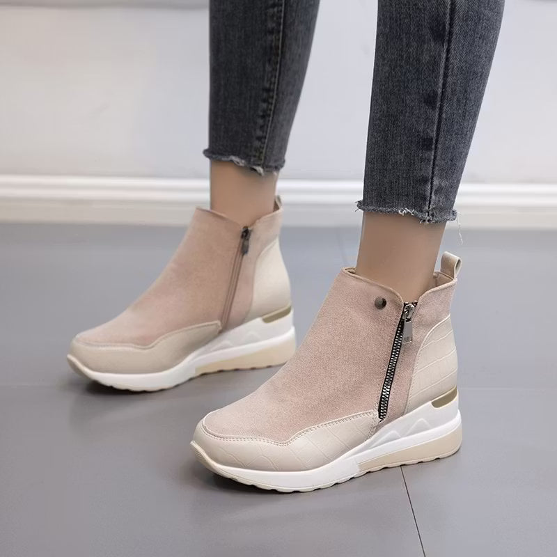 Women's Wedge Suede Zipper Ankle Boots
