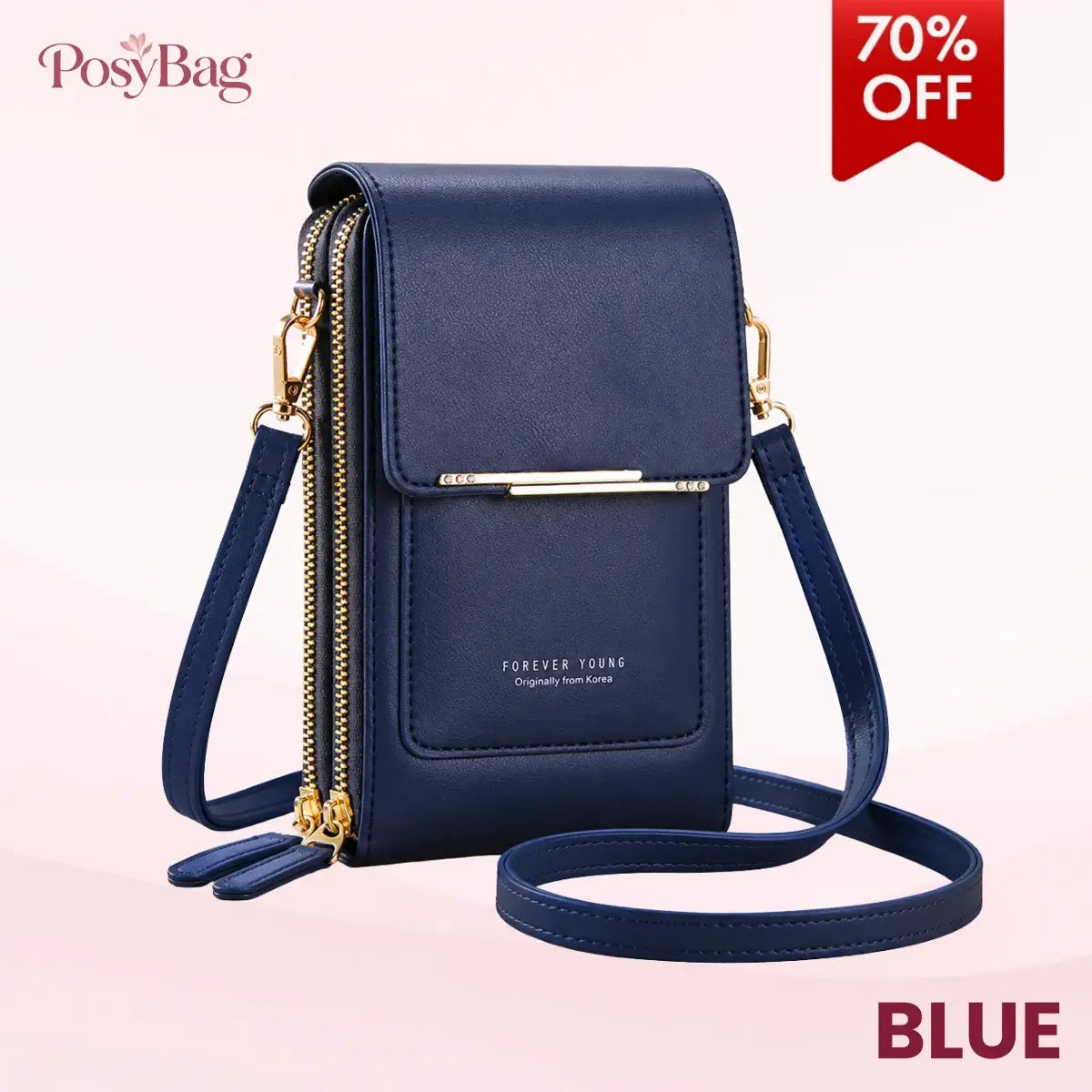 PosyBag - Touch Screen Waterproof Leather Crossbody Phone Bag for iPhone, Galaxy & Other