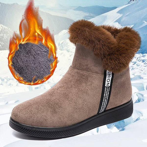 LAST DAY 50% OFF-Women's Comfy Suede Fur Collar Winter Warm Non-Slip Waterproof Snow Boots