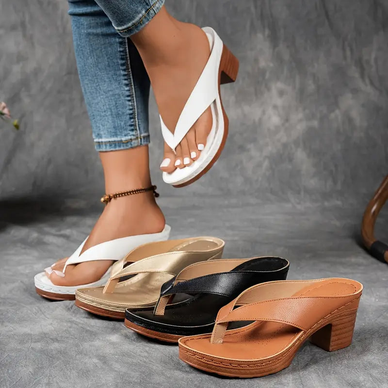 🔥Best Seller-Last Day Sale 60% OFF🔥Women'S Solid Color Summer Chunky Heel Sandals ( Free Shipping )
