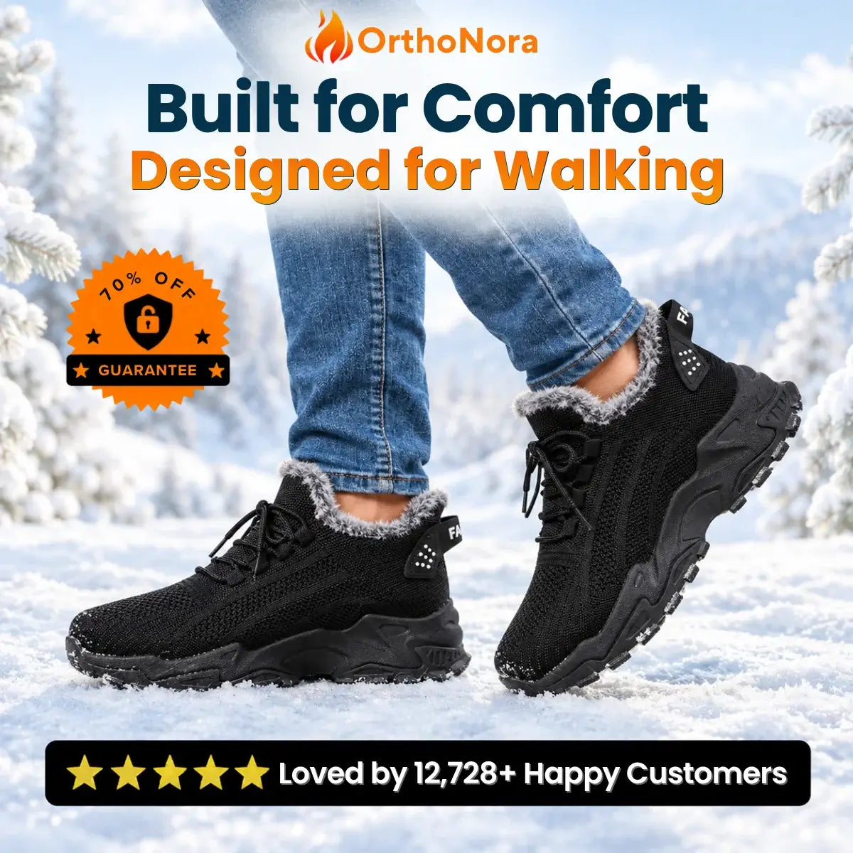 OrthoNora - Cozy Hands-Free Slip-On Orthopedic Fleece-Lined Winter Shoes